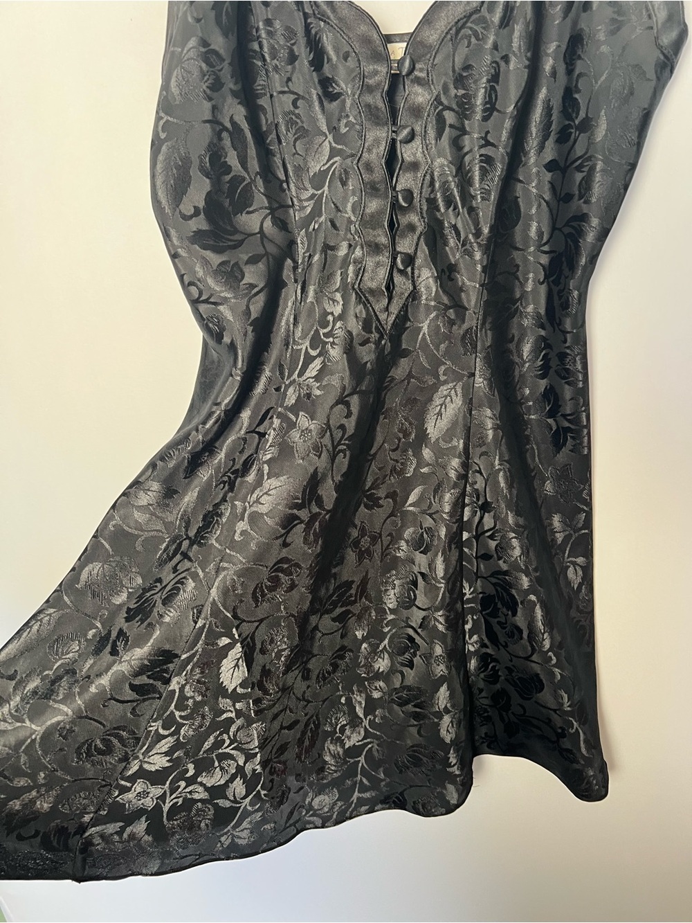 Erika Taylor 90s Scalloped BabyDoll Slip Dress Satin Nightgown Y2k Floral Small - Picture 4 of 7
